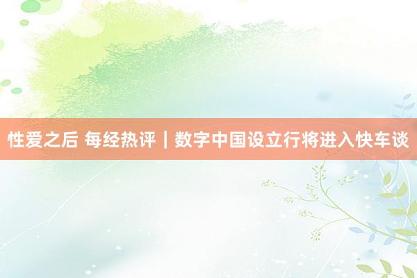 性爱之后 每经热评｜数字中国设立行将进入快车谈