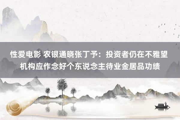 性爱电影 农银通晓张丁予：投资者仍在不雅望 机构应作念好个东说念主待业金居品功绩